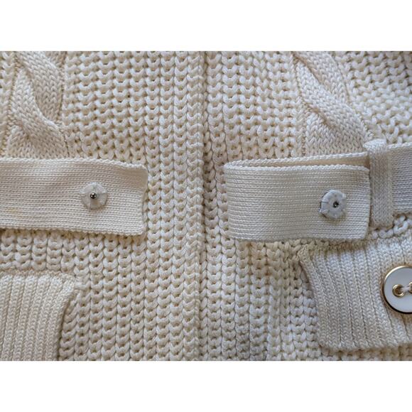 Vtg Crochet Cardigan XS Light Academia Preppy Cable Knit Cottagecore Pima Fairy - Picture 9 of 11